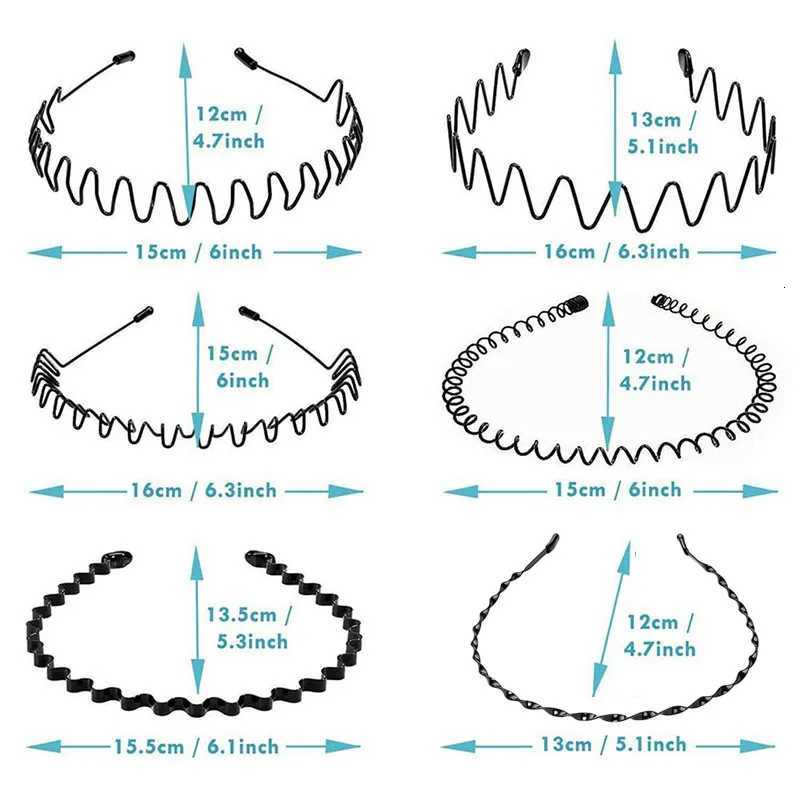 6pcs/Set UniseX Bands Wavy HaiRBand Hair Hoop Wen Men Sport Fashion Hair Band Black Non-Slip Simple Hair AccESSories X250812