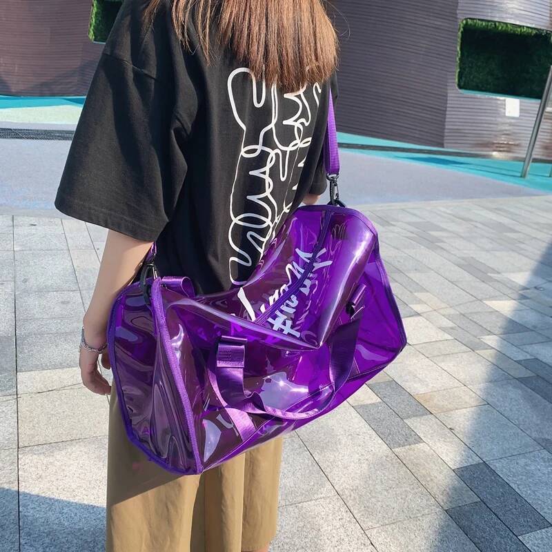 Waterproof Transparent PVC Duffle Casual Journey Shoulder Bag for Women Men Large Capacity Tote Leisure Travel Handbags