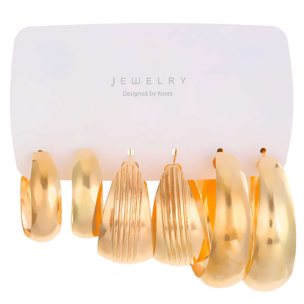 Geometric for Women Fashion Pearl Hoop Alloy Earrings Set