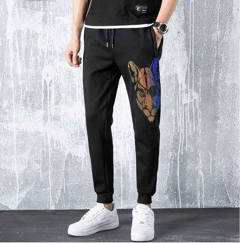 Sweatpants Men Skull Pants Fashion Joggers Men Casual Rhinestones Fitness Track Sweat Trousers W250812