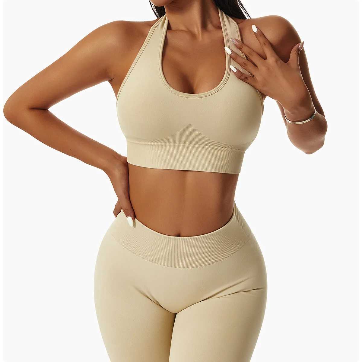 Sexy Halter Bra Gym Workout Push Up Running Sports Underwear Gathering Sports Vest Beautiful Back Fitness Top Z250812