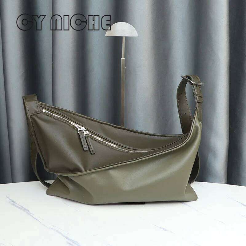 Genuine Leather Women S Handbag Splicing Shoulder Neutral Style Color Contrasting Dumpling Bag