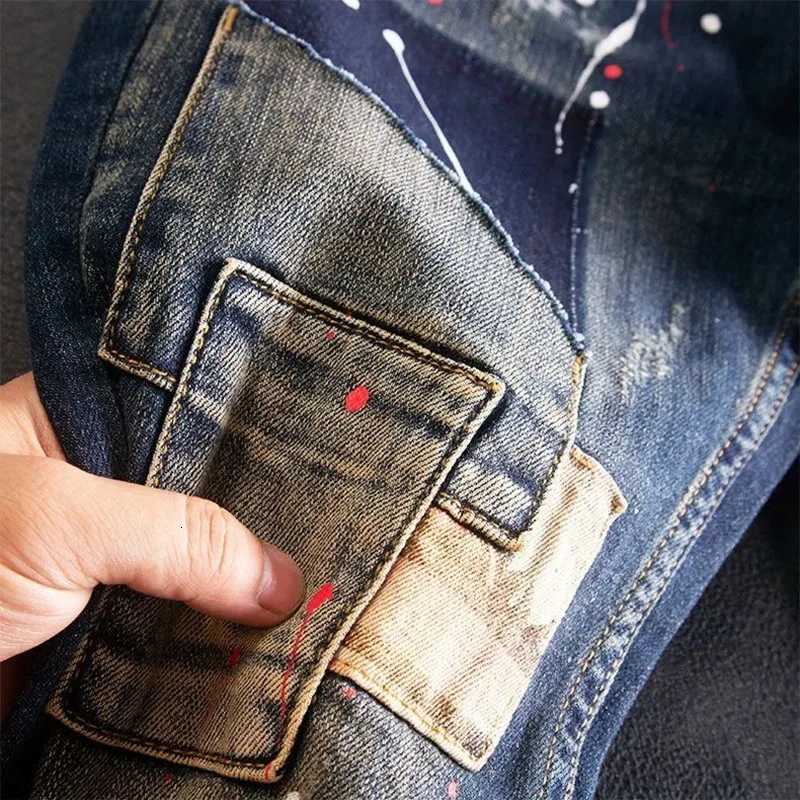 2024 Spring and Autumn New Fashion Trend Printed Straight Leg Stretch Jeans Mens Casual Loose Comfortable High Quality Pants X250812