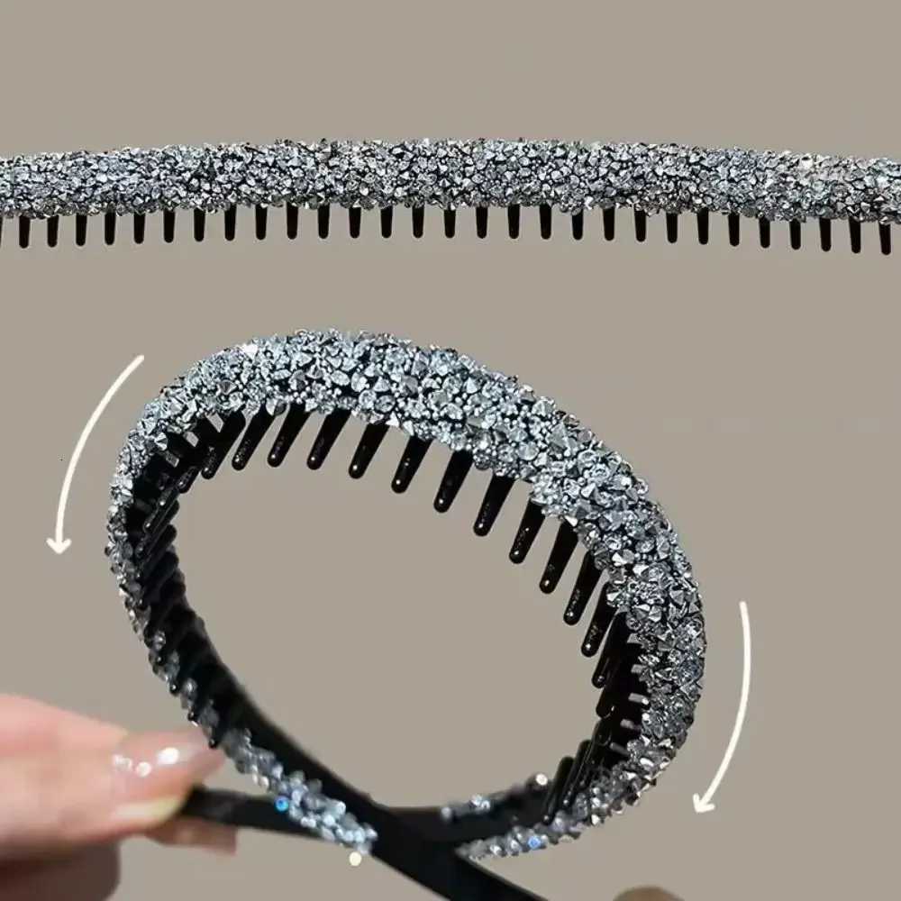 Rhinestone Hair Hoop Fashion Wen Wear Non-Slip with Teeth Hairband Shiny Band Hair Accessories X250812
