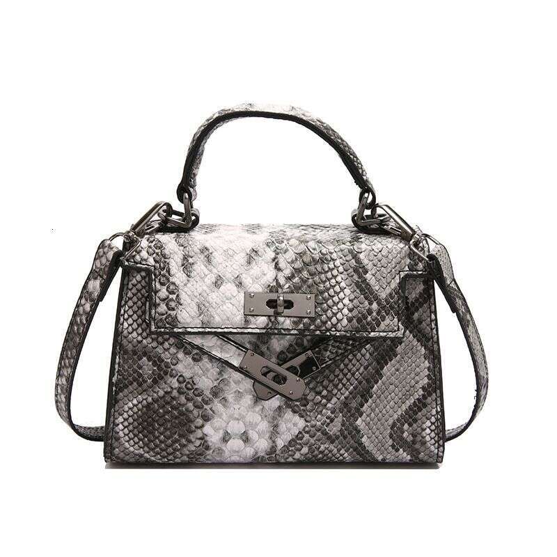 Women's 2025 New Snake Skin Pattern Handbag Shoulder Crossbody Textured Lock Small Bag