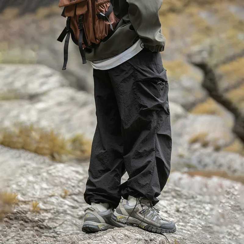 2025 Autumn Cargo Pants Men Baggy Waterproof Mid Rise Drawstring Men Parachute Pants Techwear Tourism Men Pants X250812