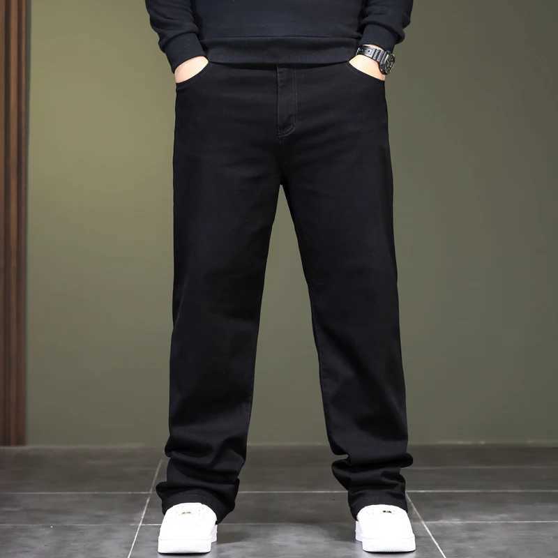 Man Black Jeans Big Size Denim Fabric Pants for Fat People 45-150kg Men Wide Leg Jeans Mens Pants X250812