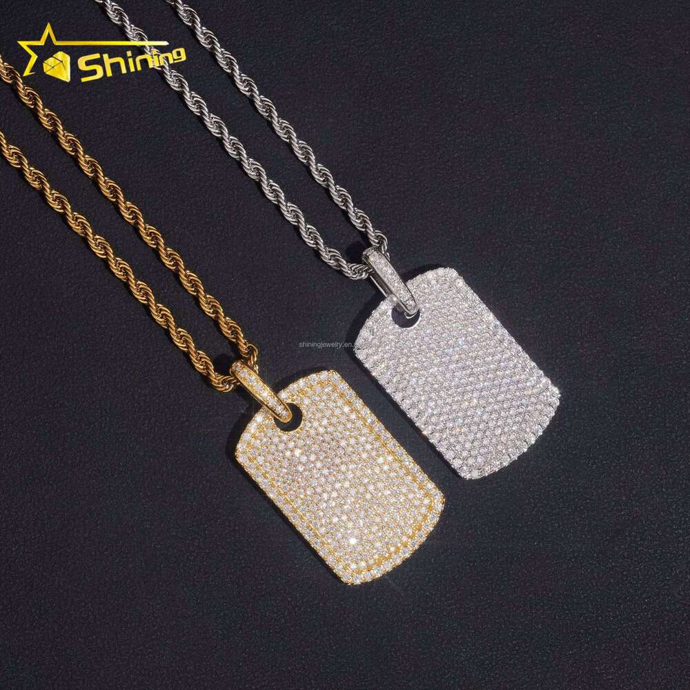 Rapper Popular Style Unisex Hot Selling RTS GRA Certified Sier Gold Plated VVS1 Moissanite Dia Dog Tag Pendant Gift