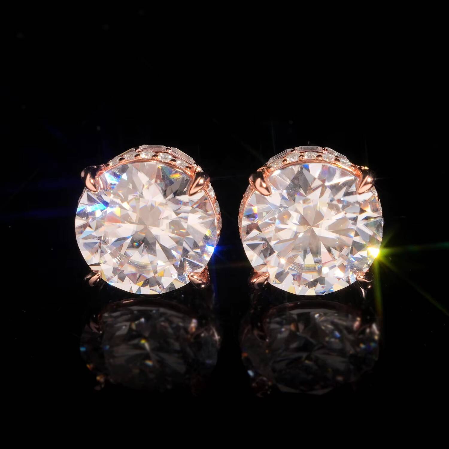 Hip Hop Stud Earrings Silver 925 Emerald Luxury Big Round Diamond 13MM 16 Carat VVS Moissanite Stud Earrings