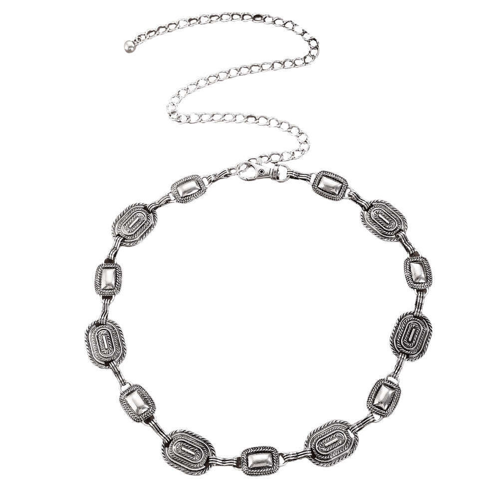 Waist Women's Decorative Thin Simple Versatile Matching Dress Sier Ethnic Style Iron Chain Fashion Skirt Belt Tassel