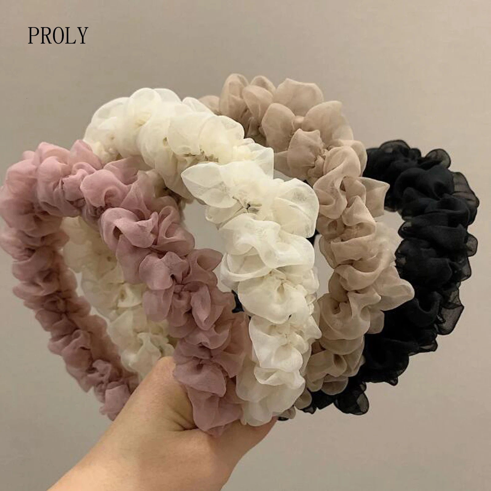 PROLY Fashion Headband For Women Pleated Flower Hairband Solid Color Headwear For Girls Autumn Hair Accessories 250805