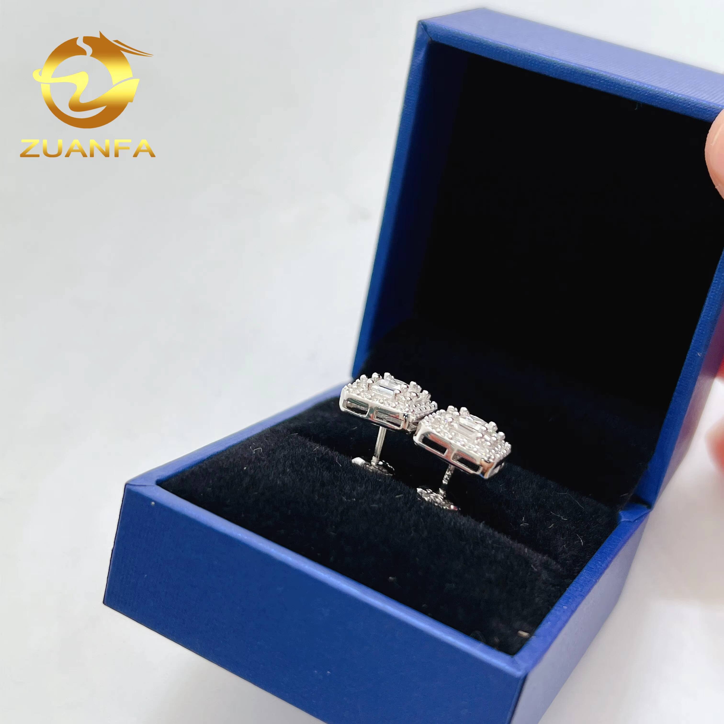 Fashion Fine Jewelry Sterling Silver 925 Hip Hop Earrings Vvs Moissanite Diamond Iced Out Earring