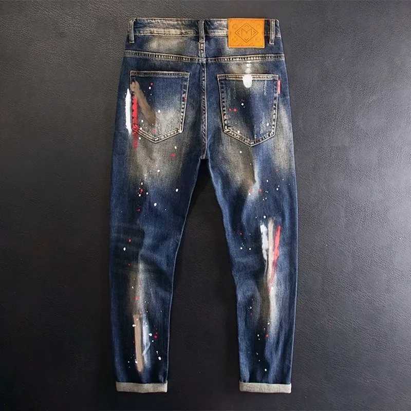 2024 Spring and Autumn New Fashion Trend Printed Straight Leg Stretch Jeans Mens Casual Loose Comfortable High Quality Pants X250812