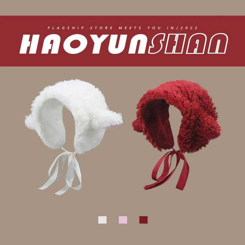 Japanese Cute Lamb Wool Ear Protection Headband Womens Autumn and Winter Thickened Warm Sweet Sheep Ear Straps Headbands XJ250812