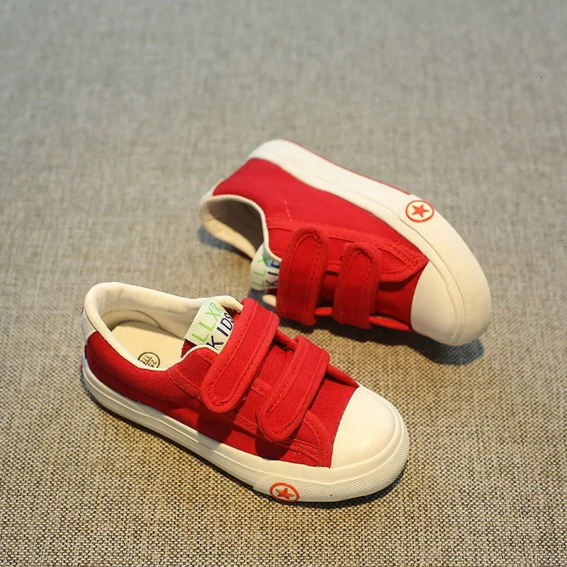 Childrens Canva Shoes Magic Stickers Autumn Style Medium Large Kids Student Shoes Men Womens Kids Korean Fabric 250811