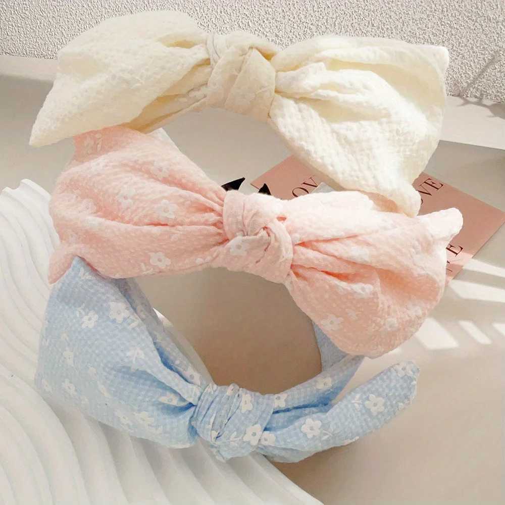 2025 New Hair Styling Accessories Small Flower Hairbands for Women Girls Soft Wide Hoops Big Bowknot Cross Band Summer Gift X250812