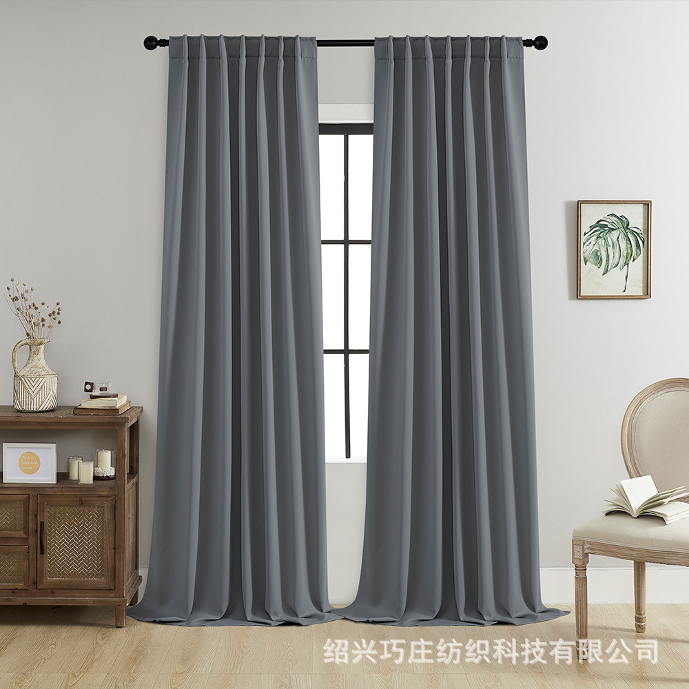 YL-36890 Thickened double-sided linen blackout curtains engineering hotel school sound insulation heat insulation full blackout cotton and linen curta