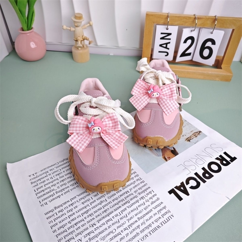 Kids Casual Shoes Girls Cartoon MELODY PU Leather Outdoor Bow AntiSlip Sneakers Pink Size 2637 w250725