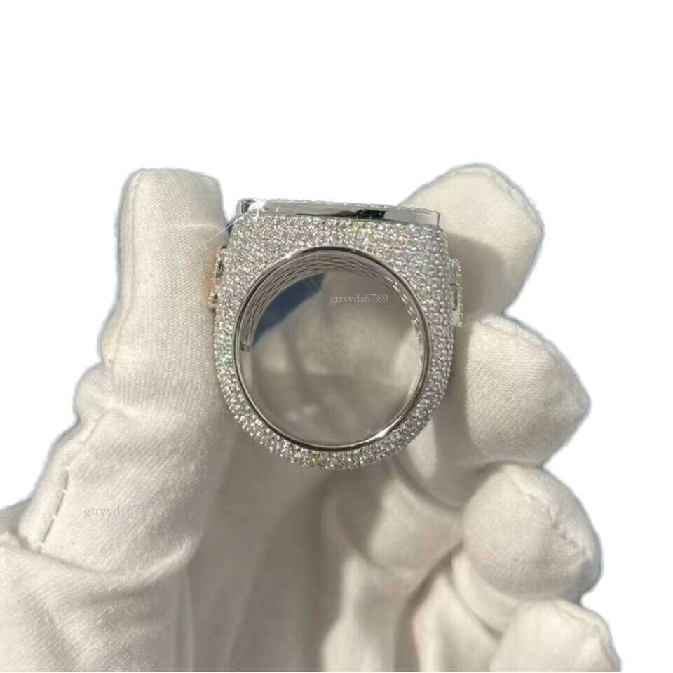 Men's S Sier Silicon Stone Square Cross-border Hip-hop DIY Letter Personalized Ring
