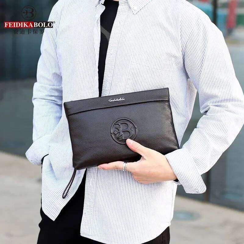 100% cowhide genuine leather men's envelope wallet clutch bags for men designer bag bolso hombre bolsa