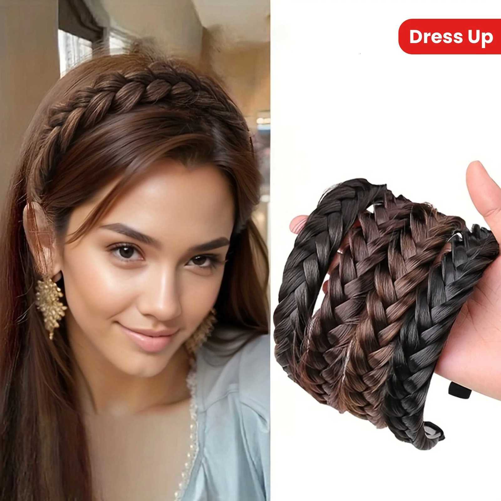 Elegant Bohen Braided Wig Band for Women - Non-Slip Teeth Design Vintage/Boho Style Plastic Hair X250812
