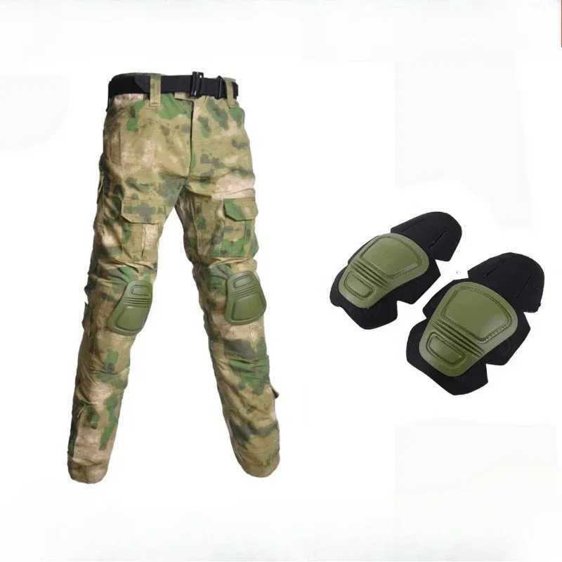 Outdoor Men Combat Pants + Knee Pads Tactical Pants Hiking Camo Pants Working Hunting Clothes Wear Resistant Multi-pocket X250812
