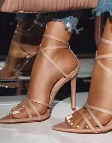 Women 2025 Summer New Buckle Thin Heel Sandals Plus Size Women's Shoes High Heels