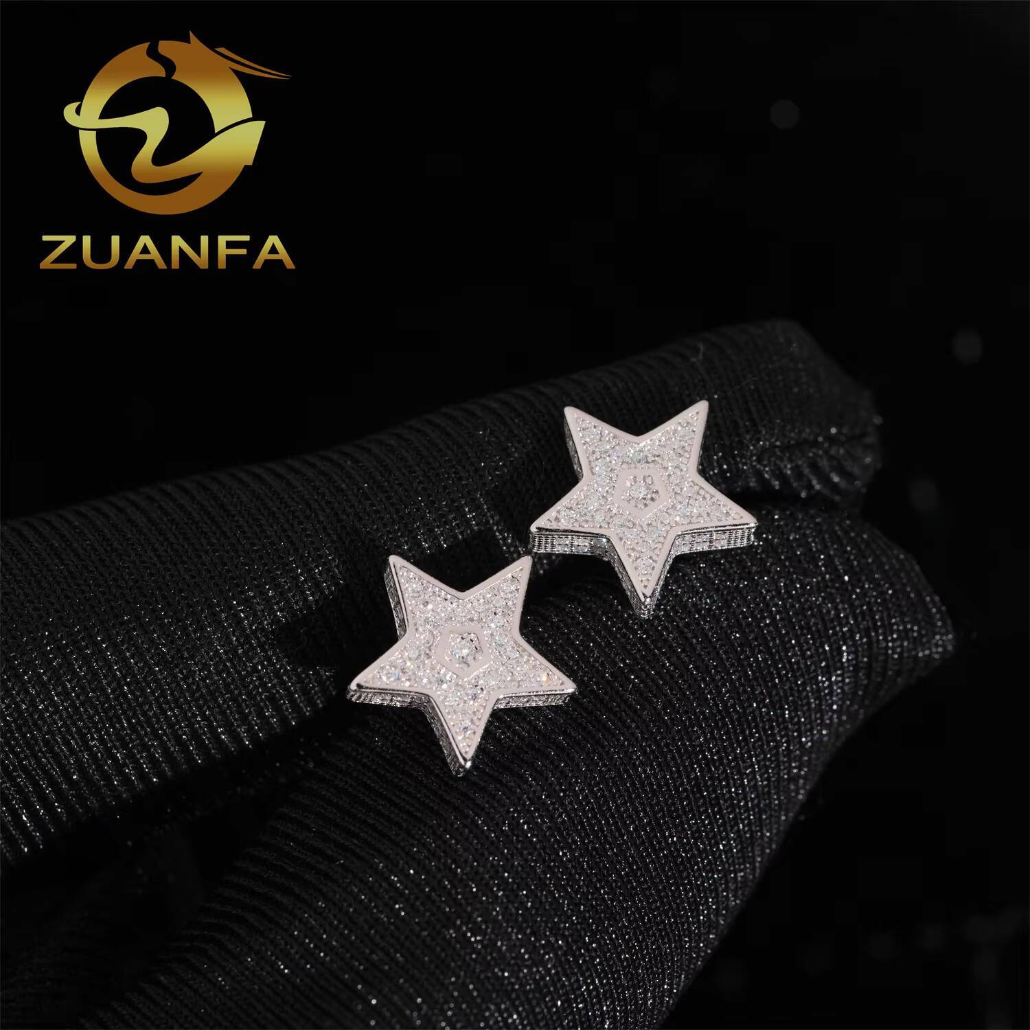 Fashion Star Earrings Cluster Moissanite Diamond Stud Earrings 925 Sterling Silver Iced Out Moissanite Screw Back Earrings