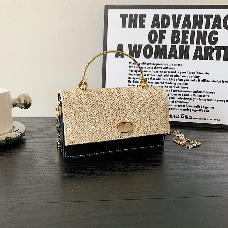Summer Stylish for Women New Woven Simple Fashion Korean Version Textured Chain Trendy Crossbody Small Square Bag ddmymarket