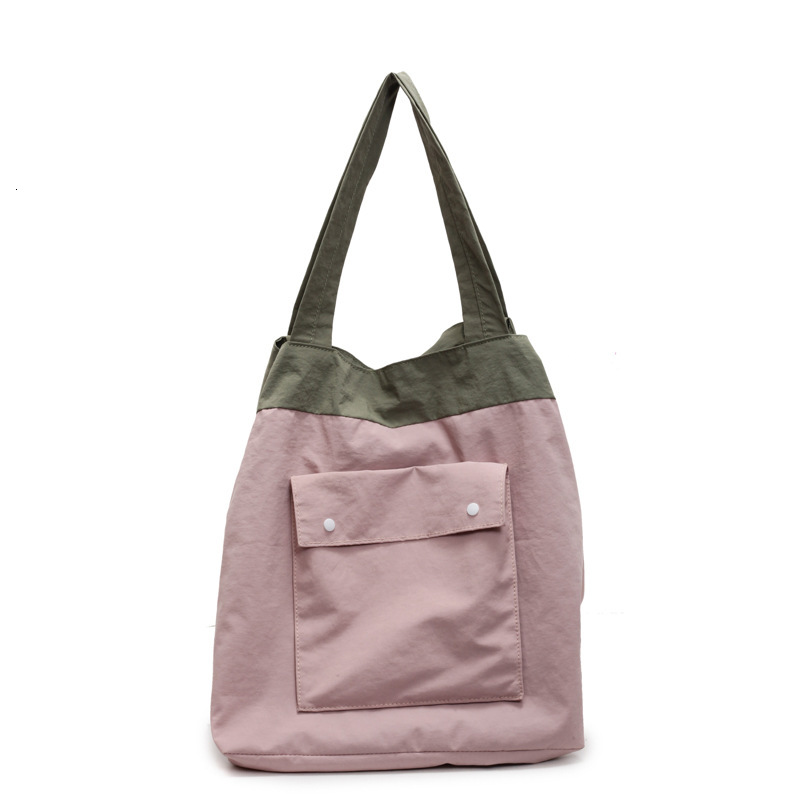 Large Capacity Fabric Lazy for Women New Trendy Fashion Simple Color-Block Casual Commuter Shoulder Tote Bag