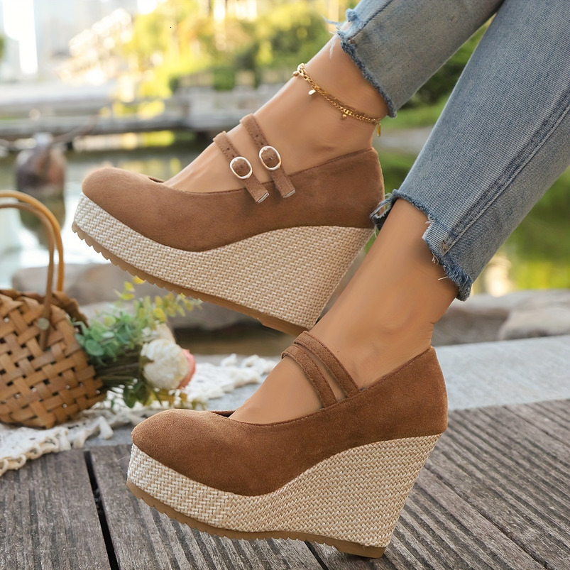 2025 New Women's Fashion Suede Buckle Strap Flats