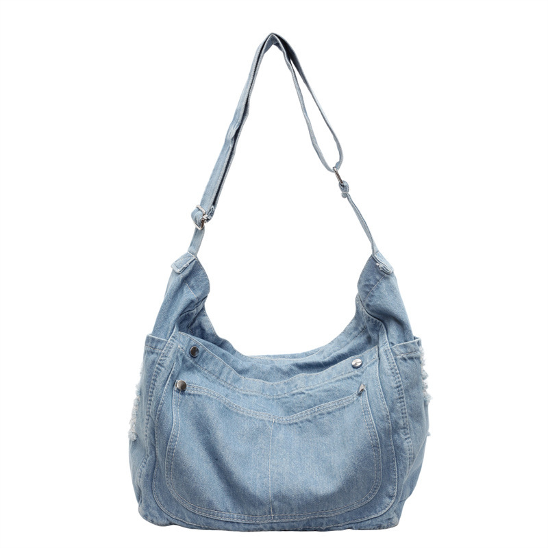 Large Capacity Versatile Denim Messenger Women, Simple Canvas for Men, Student Shoulder Bag, Crossbody Bag