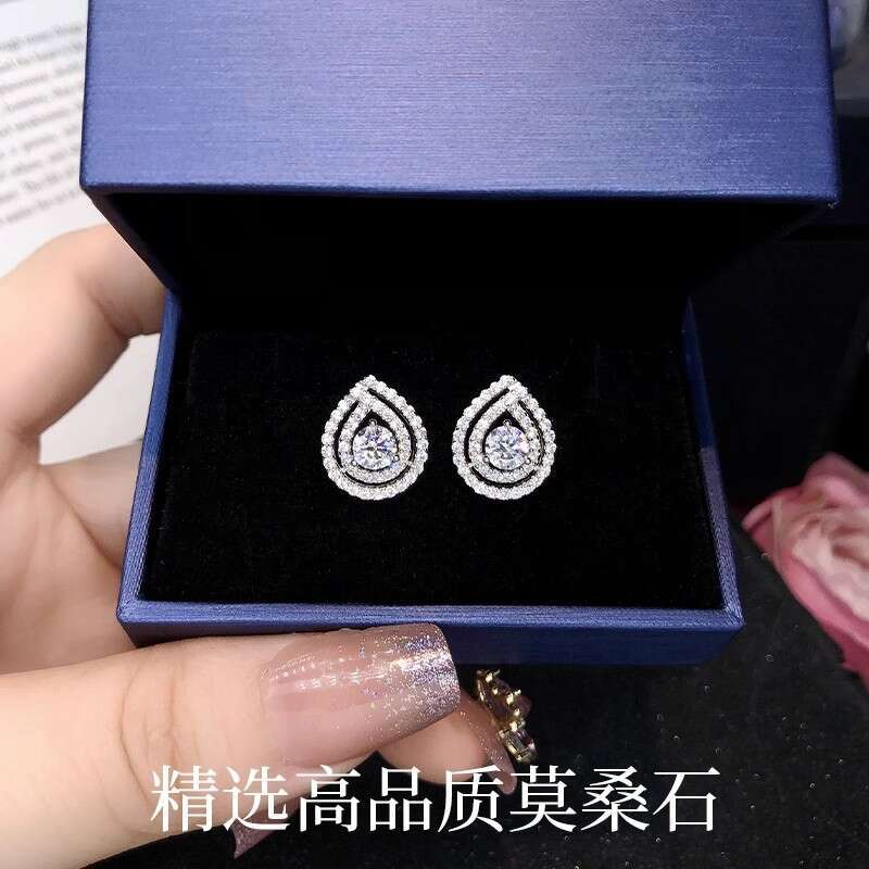 925 Sterling Silver D Color Moissanite Stud Earrings for Women - 1CT Pear Shape Hypoallergenic Earrings, Luxury Lightweight Daily Jewelry