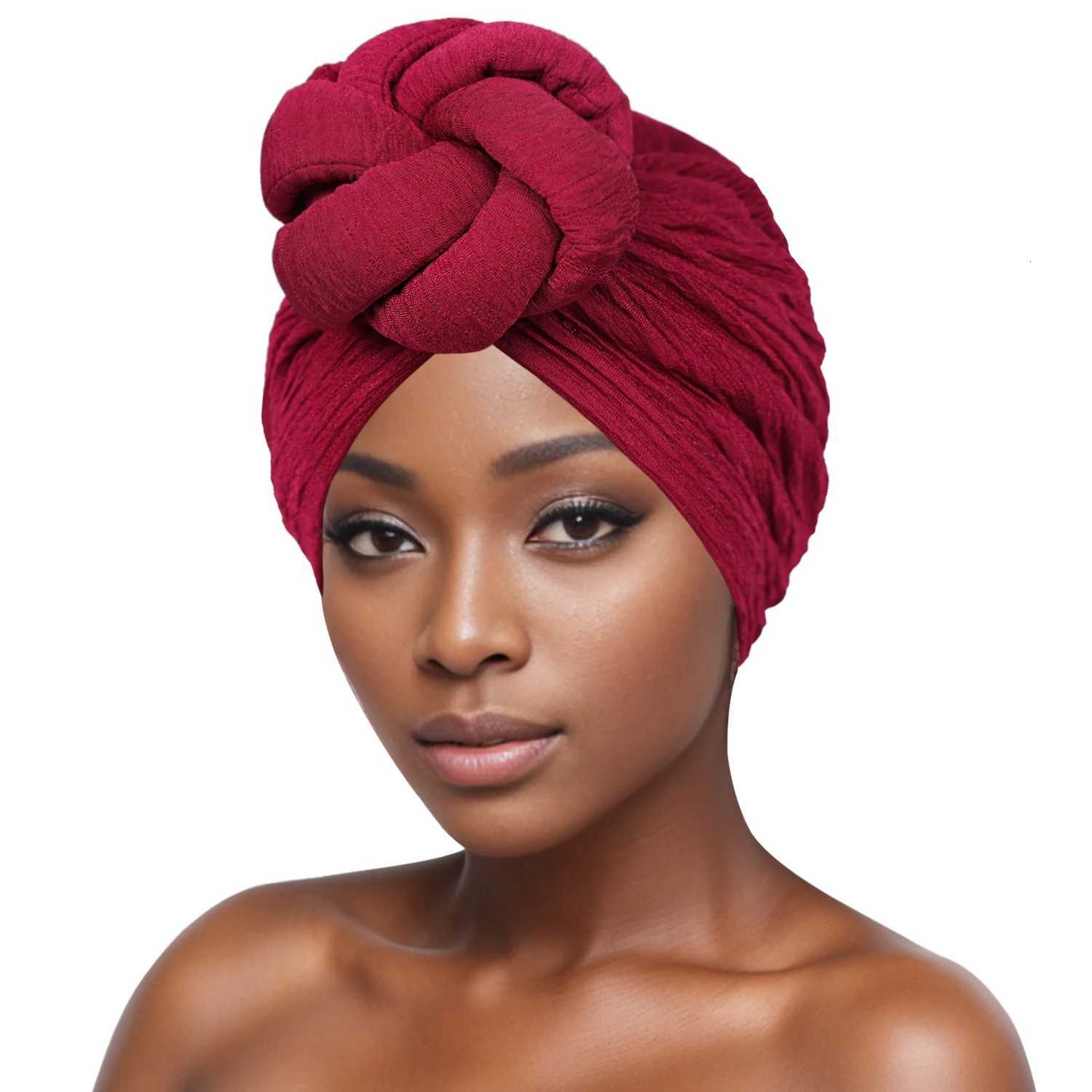Womens Fashion Turbans New Bubble Cloth Large Plate Flower Elastic Leisure Comfortable and Breathable Daily Hat Headband Hat XJ250812