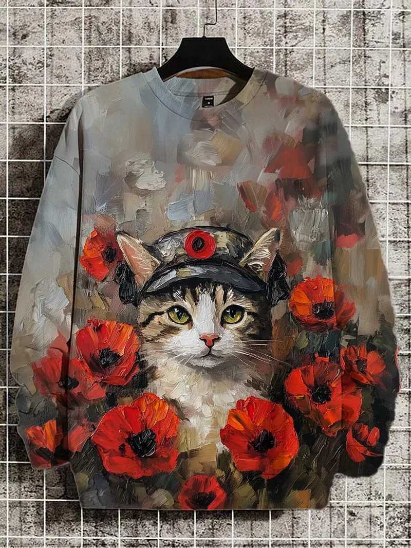 2025 Mens Animal Sweatshirts Long Sleeve Sweatshirt Crew Neck Fashion 3D Printed Japanese Art Prints Casual Sweatshirts Y250811