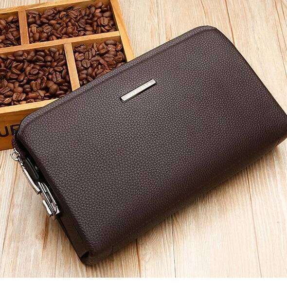Cowhide genuine leather Password lock design men's wallet hand-held card handbag bags designer bag