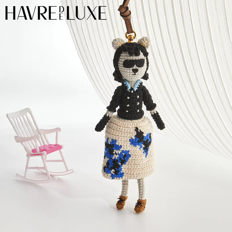 Cute doll bag pendant knitted humanoid bag charm braided keychain car pendant Womens Bag Accessories 250811