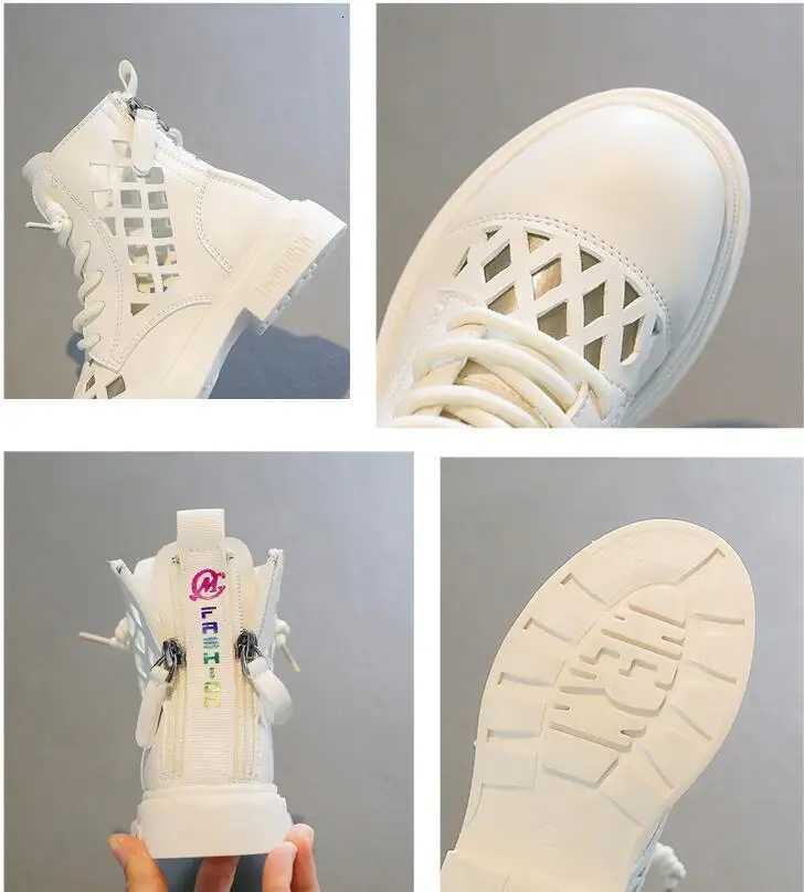 Girls Breathable Mesh Hollow Sandals Casual Flats Childrens Cool Boots 2022 Summer Kids Sneakers Student Princess Ankle Boots XJ250812