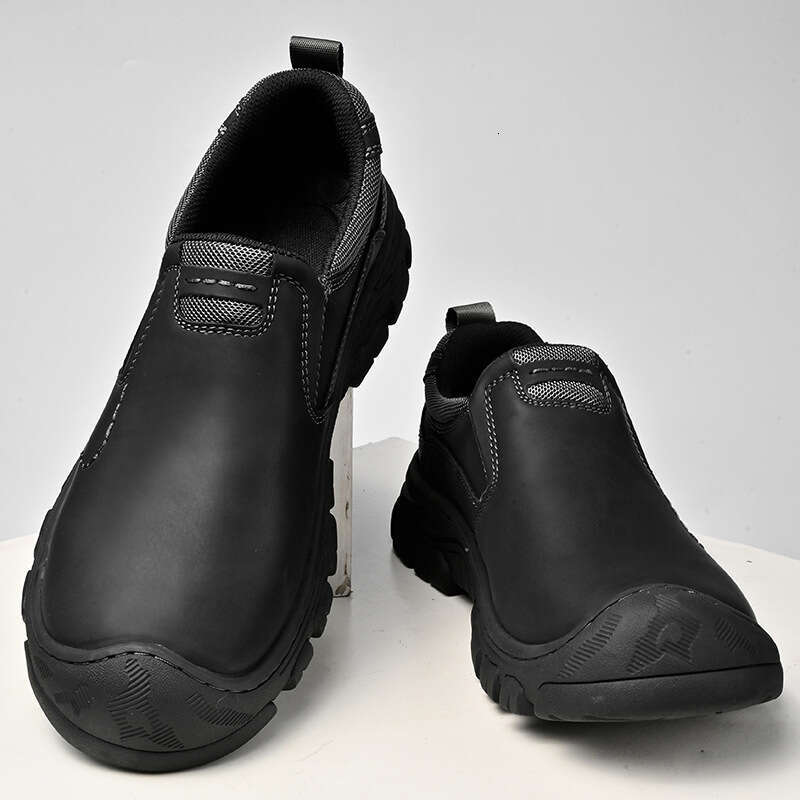 Thick Sole Wear-Resistant Closed-Toe Outdoor Hiking Work Casual Men's Leather Shoes