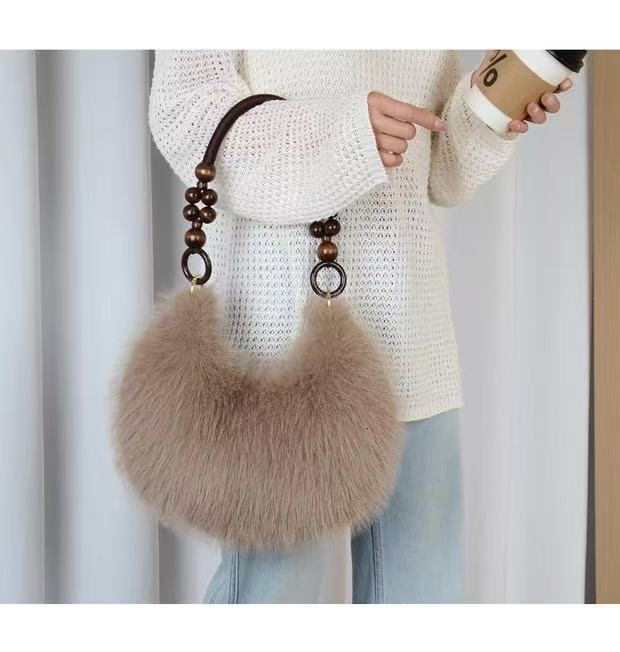 2025 Autumn New Women's Shoulder Bag Autumn Fur Handbag Sexualized Creative Handbag Women's Crossbody Bag Designer Bag