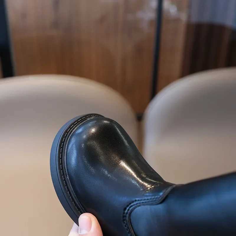 Autumn Winter Princess Long Tube Boots for Children Girls Shoes Cold-proof All-Black Uniform Shoes Kids Cozy Par Shoes G11075 XJ250812