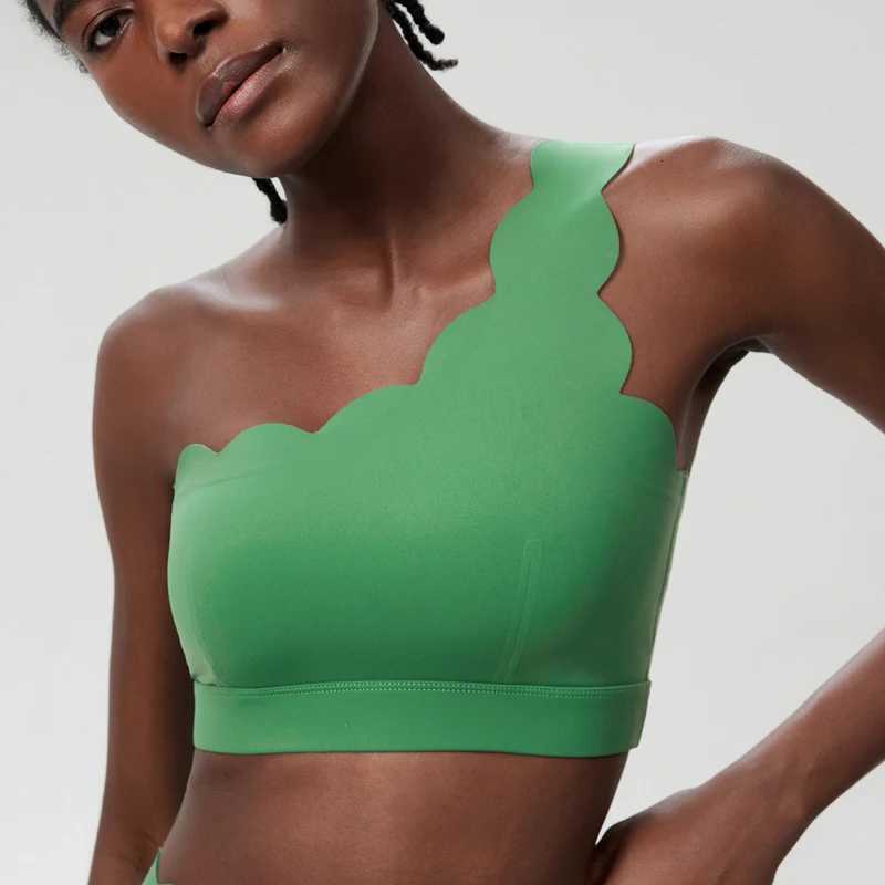 Women Fitness Bra Sexy Single Strap Sports Underwear Soft Stretchy Gym Running Crop Top Female Breathable Workout Clothes Z250812