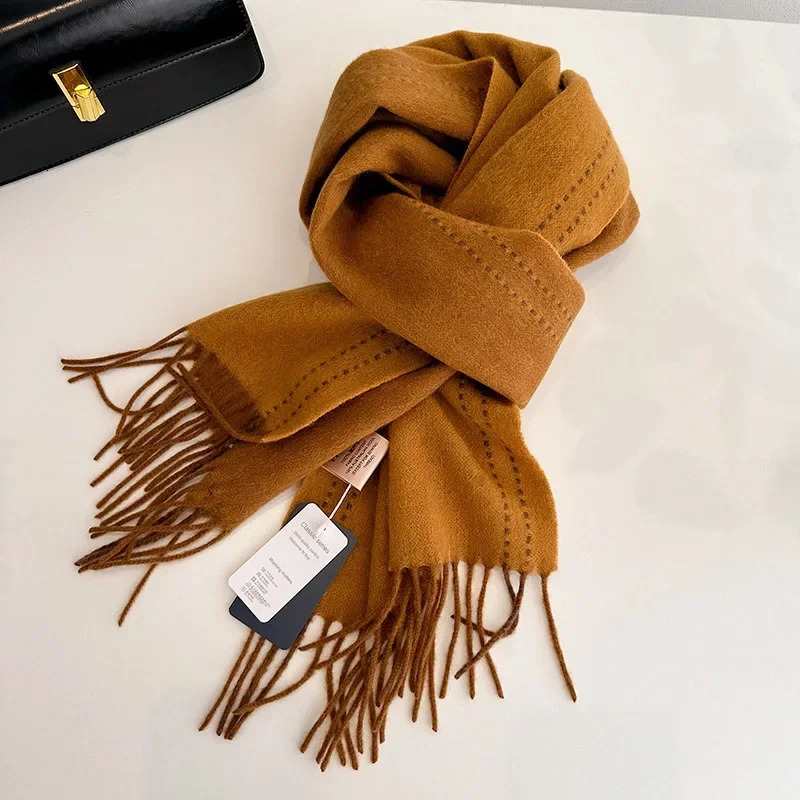 High Quality Soft Warm Thick Scarf Women Men 100% Wool Double-sided Tassel Muffler Male Female Thermal Classic Shawl Ladies 250812