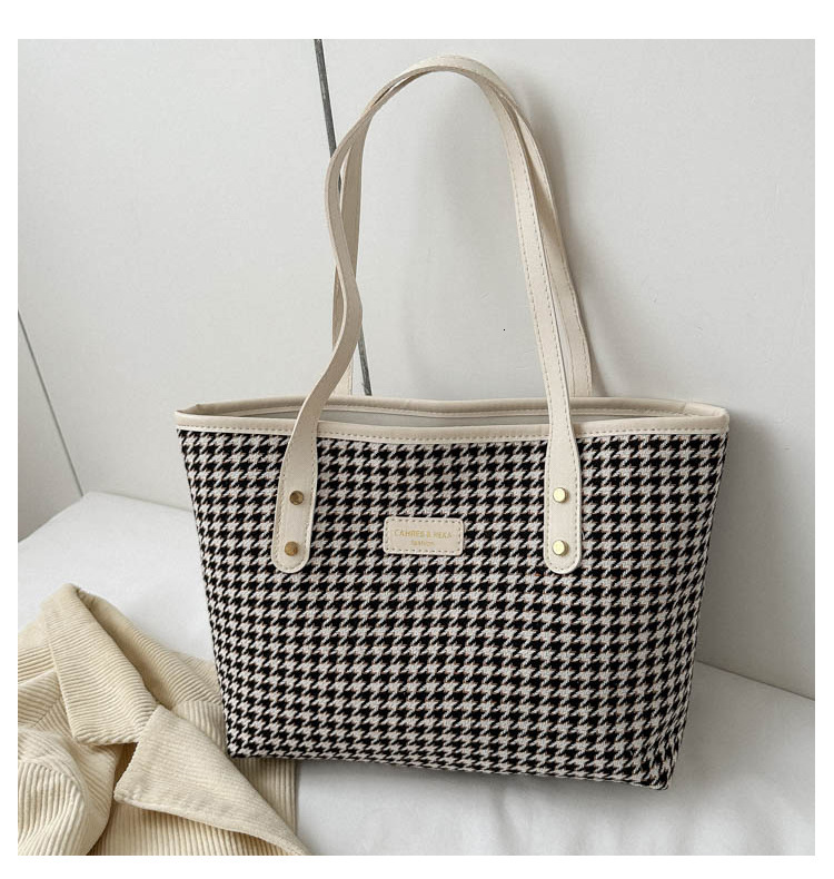 Fashion Commuter Large Capacity New Autumn Plaid Trendy Casual Single Shoulder Tote Bag for Women ddmymarket