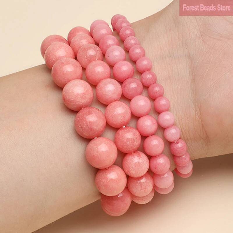 Natural Stone Pink Chalcedony Bracelet Woman for Gift Handmade Gem Semi Precious Gemstone Lucky Chakra Couple 6/8/10/12mm
