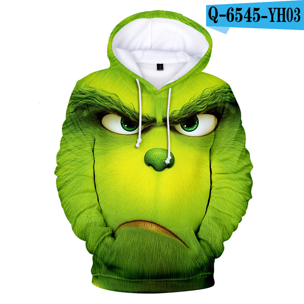 New Green Furry Monster Grinch 3D Digital Print Hoodie for Men and Women