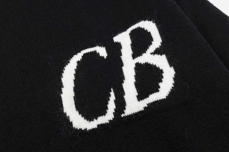 CB Jacquard Round Neck Knit Sweater Loose Fit Black White Big Label Sweatshirts for Men and Women Winter Oversized Knitted Sweater X250812
