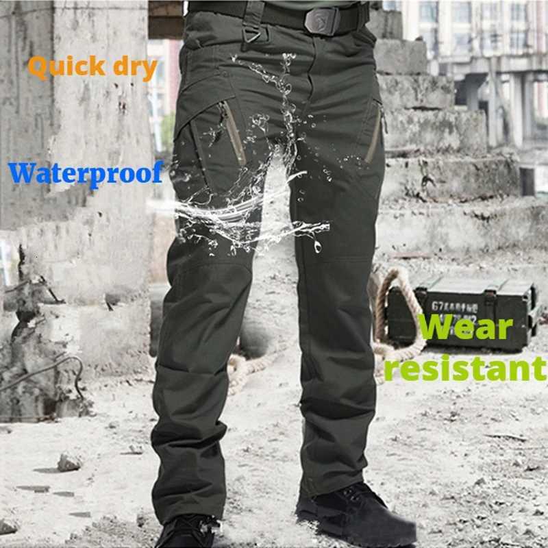 Mens Waterproof Cargo Pants Elastic Multiple Pocket SWAT Combat Trousers Outdoor Joggers Tactical Hiking Hunting Pants for Men X250812