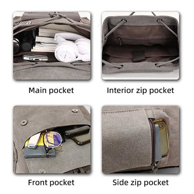 Men Canvas Backpack Vintage Student School Bag Mens Travel For Laptop Pack Fashion Outdoor Women Casual Sport Rucksack Y250811