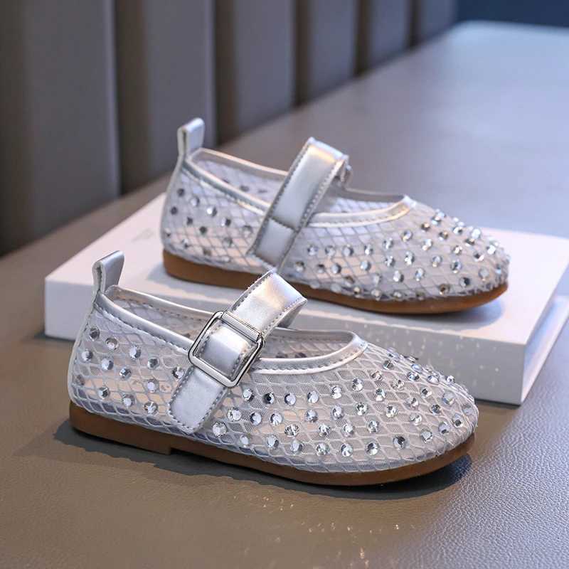 Kids Luxury Shoes 2025 Summer New Girls Casual Shoes Soft Bottom Childrens Fashion Dress Flat Shoes Rhinestone Versatile Soft XJ250812